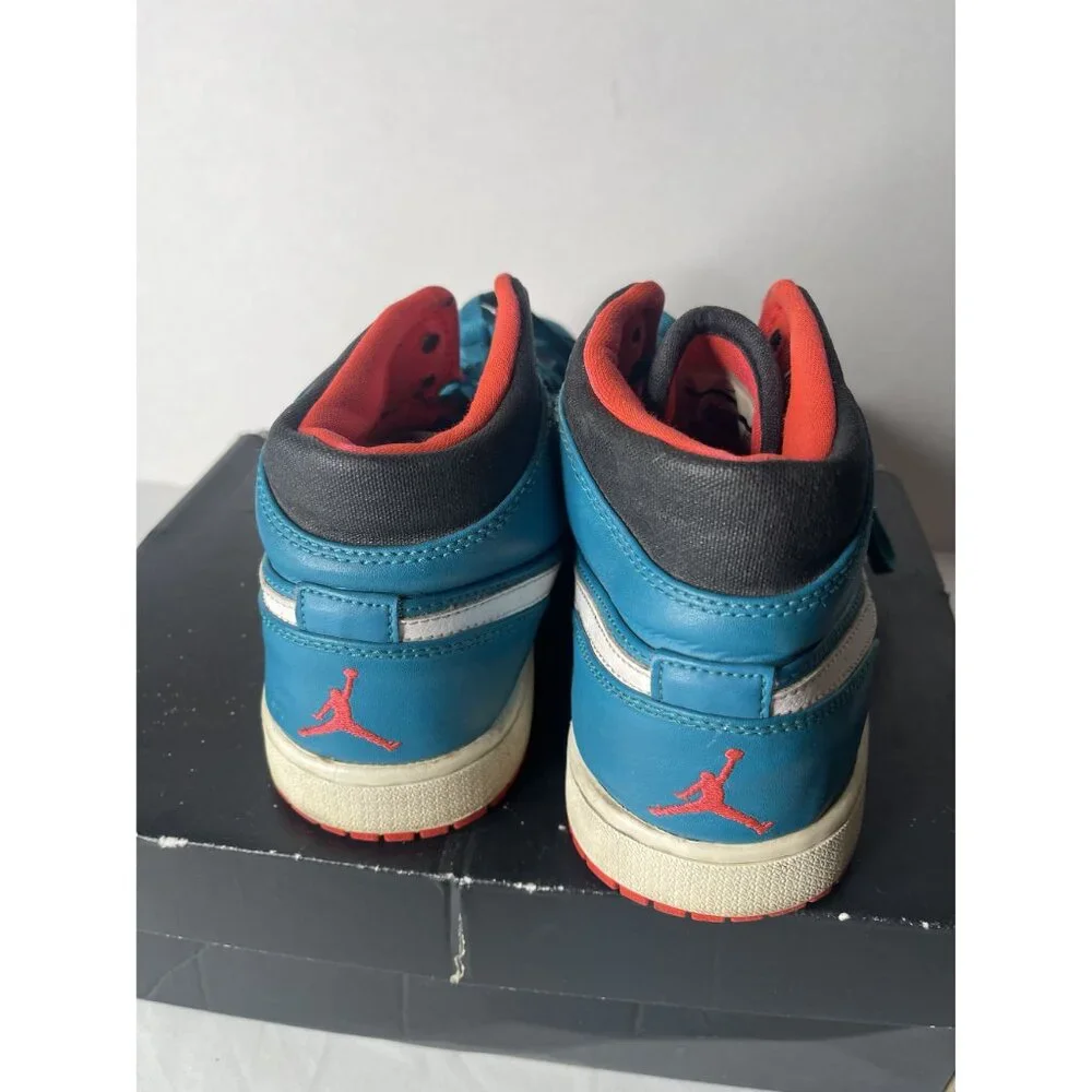 Nike Air Jordan 1 Retro Mid Tropical Teal‎ Infrared 554724-308 Sz 8 “Excellent”